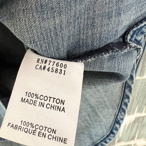 Free People X Sandrine Rose Denim Button-Up mandarin collar Tunic Shirt - XS - Picture 8 of 9